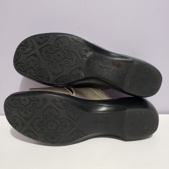 Clark's Bronze Leather Open Toe Slip On Sandals Women's Sz 10 M - Picture 9 of 10